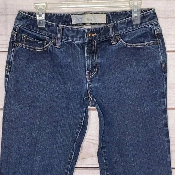 Ann Taylor Loft Flare Dark Blue Denim Jeans 6 - Picture 2 of 10